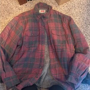 Wrangler Red and Gray Plaid Shirt Jacket